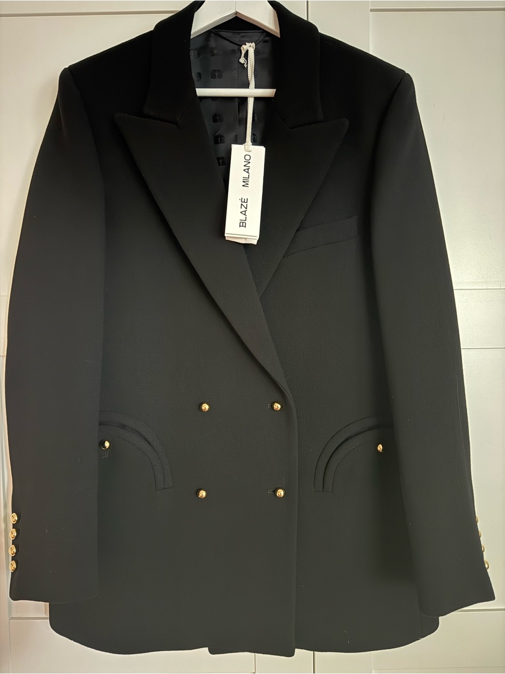 Blaze Milano Women's Black Double-Breasted Blazer (Size IV ~ US12)
